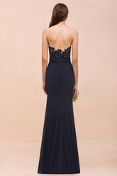 Chic Mermaid Chiffon Lace Affordable Bridesmaid Dress with Spaghetti Straps-27dress